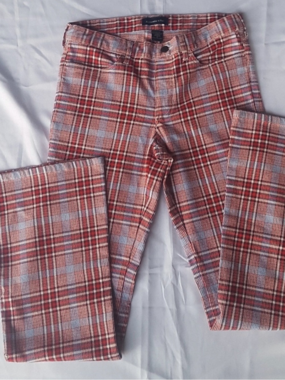 Y2K Rare Abercrombie & Fitch Red Plaid Boot-Cut Pants